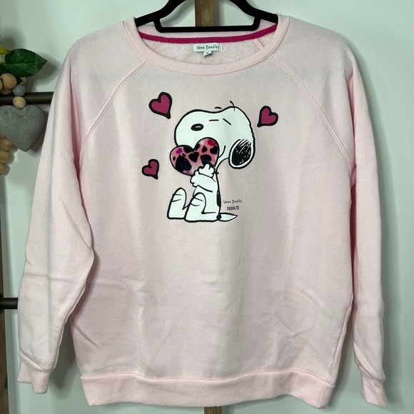 Vera Bradley Snoopy Hearts Pink Sweatshirt Womens Size Medium Raglan Sleeve - Picture 2 of 7
